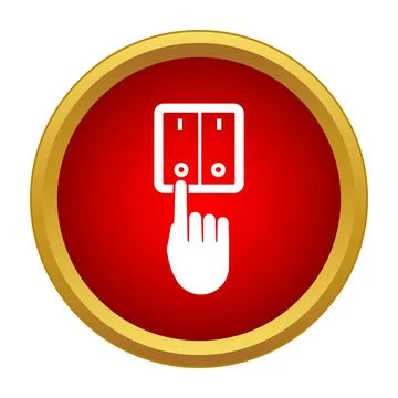 Hand finger pushing light switch button icon Stock Illustration