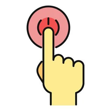Hand finger pushing power button, starting system Stock Illustration
