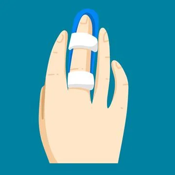 Hand with Finger Splint First Aid and Injury Treatment Stock Illustration