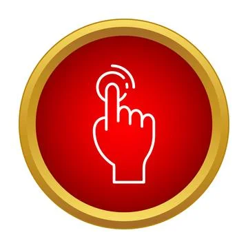 Hand finger tapping on a red circle icon Stock Illustration