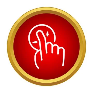 Hand finger tapping user interface on red button Ilustração Stock