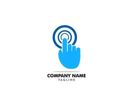 Hand Finger Touch Screen Technology Logo Design Vector Template Stock Illustration