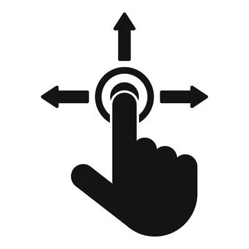 Hand finger touching screen choosing direction with four arrows Stock Illustration