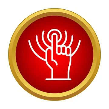 Hand finger touching screen with frequency signals Stock Illustration