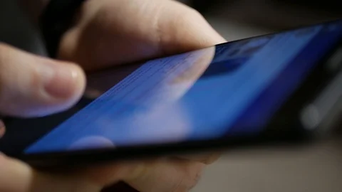 The hand (finger) work with phone touchscreen. Close up macro view Stock Footage 126774024