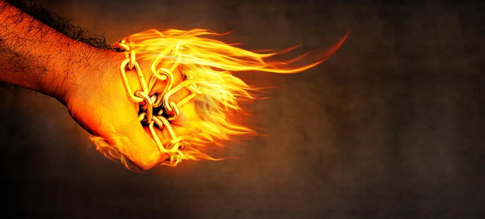 Hand with Fire Light Effect Stock Photos