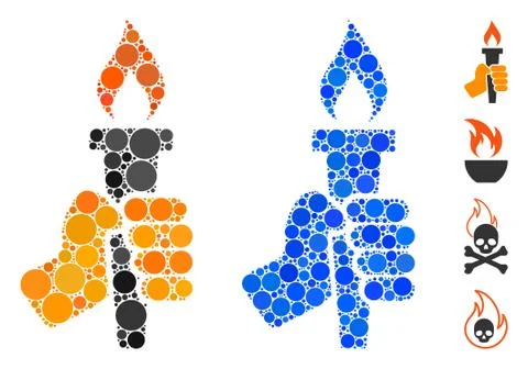Hand with Fire Torch Composition Icon of Round Dots イラスト素材