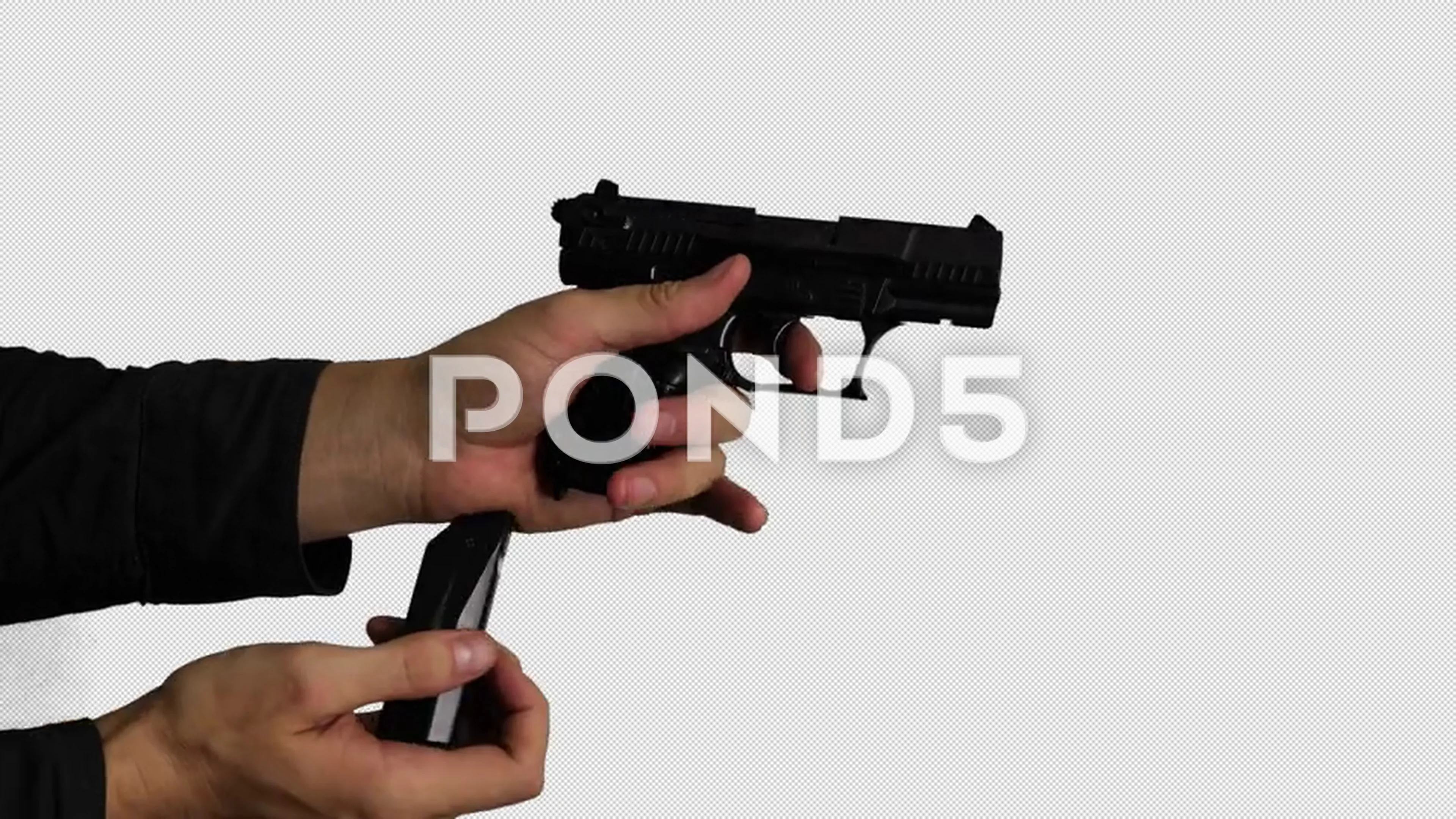 Hand Firing Gun on Transparent Backgroun... | Stock Video | Pond5