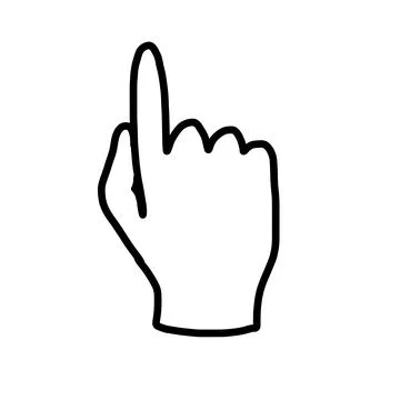 Hand with first finger in outline doodle style. Stock Illustration