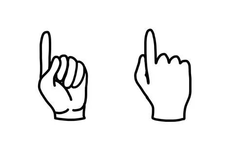 Hand with first finger in outline doodle style. Stock Illustration