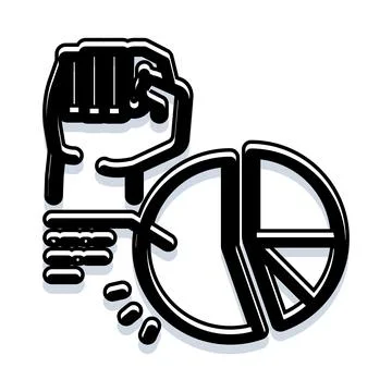 Hand fist controlling a pie chart graphic icon 库存插图