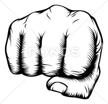 Hand in fist punching from front Stock Illustration