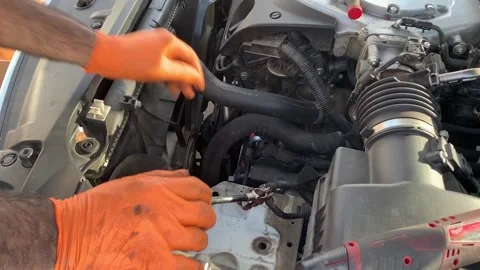 Hand Fixing Car Engine Stock Footage 132139130