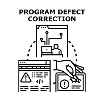 Hand fixing software bug removing program defect Ilustração Stock