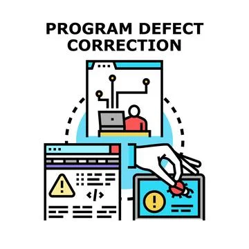 Hand fixing software bug removing program defect Stock Illustration