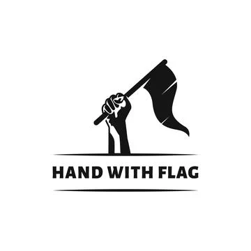 Hand With Flag Concept, Monogram Logo Template Stock Illustration