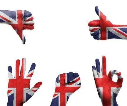 Hand with the flag of the uk Stock Photos