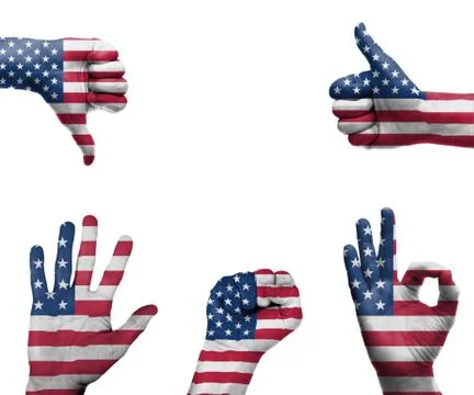 Hand with the flag of the usa Stock Photos