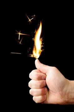 Hand with flame Stock Photos