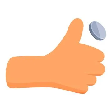 Hand flipping coin making decision icon cartoon style イラスト素材