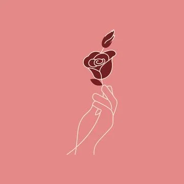 Hand with flower abstract logo design template Stock Illustration