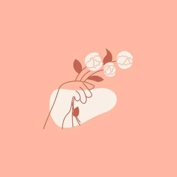 Hand with flower abstract logo design template Stock Illustration