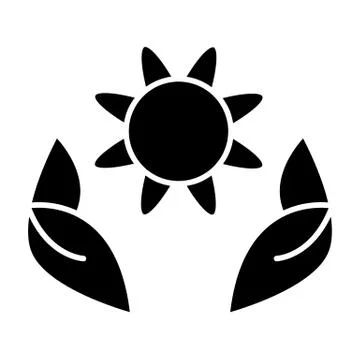 Hand with flower solid icon. Plant in hands vector illustration isolated on イラスト素材