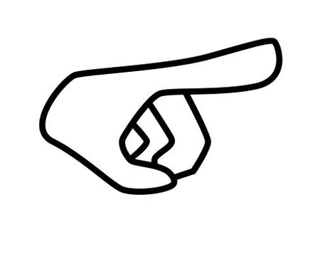 Hand folded in pointing gesture - vector linear illustration for sign Stock Illustration
