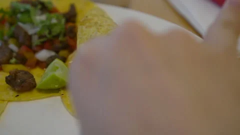 Hand folding soft corn tortilla taco Mexican local food 스톡 동영상 313435336