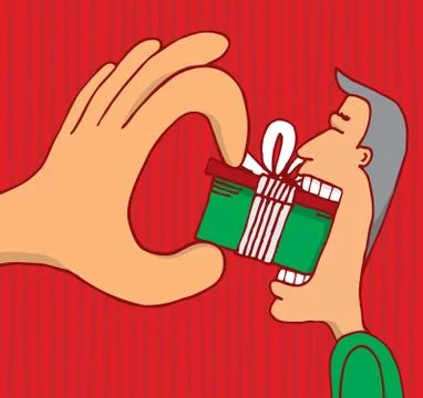 Hand forcing a gift to consumer Stock Illustration