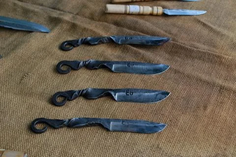 Hand forged knife Stock Photos