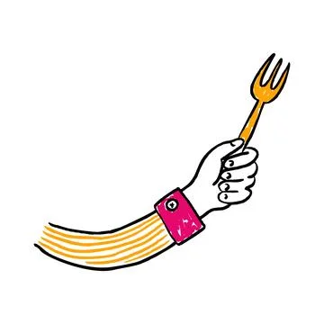 Hand Fork Grilling BBQ Cook Ilustração Stock