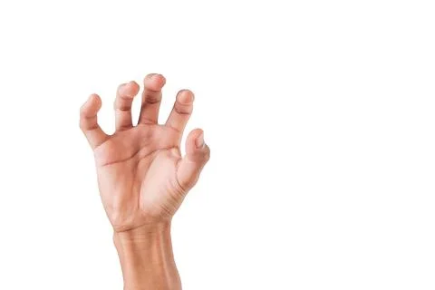 A hand forming a claw shape, against an isolated background. Stock Photos