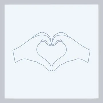 Hand forming heart shape gesture. Simple line drawing of two hands forming .. 스톡 일러스트