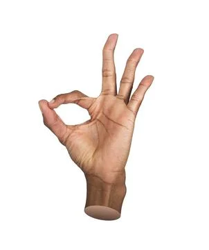 A hand forms the OK gesture with thumb and index finger touching. The clean.. Stock Photos