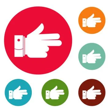 Hand forward icons circle set 스톡 일러스트