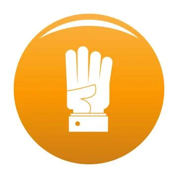 Hand four icon vector orange Stockillustratie