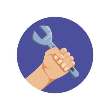 Hand in frame circular with wrench tool Stockillustratie