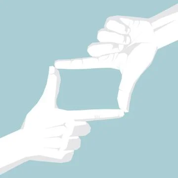 Hand Framing Icon Flat Graphic Design. Isolated on blue background. Stock Illustration