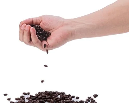 Hand full of coffee beans Stock Photos