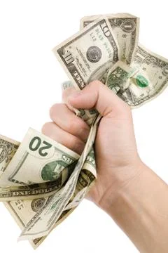 A hand full of us dollars Stock Photos