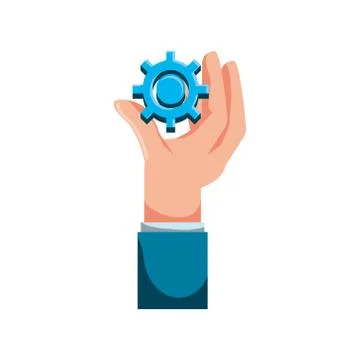 Hand with gear machine isolated icon 스톡 일러스트