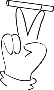 Hand gesture balancing single cigarette Stock Illustration