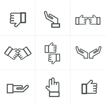 Hand gesture black icons vector Stock Illustration