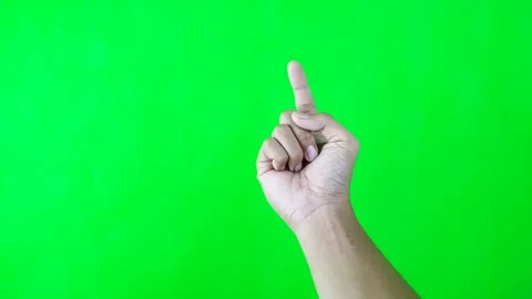 Hand gesture calling to come closer with index finger green screen background Stock Footage 302632985