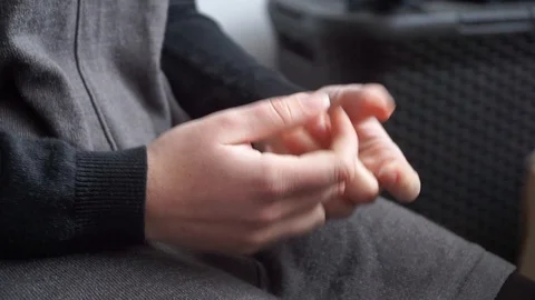 Hand gesture close up. Hands of a young girl. Hands explain something Stock Footage 128824430