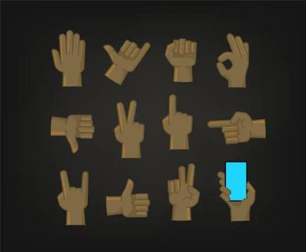Hand gesture comic style vector icons set Stock Illustration