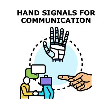 Hand gesture communicating, digital and human interaction concept Stock Illustration