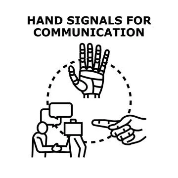 Hand gesture communicating, digital and human interaction concept Stock Illustration