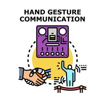Hand gesture communication connecting human and robot technology Stock-Illustration